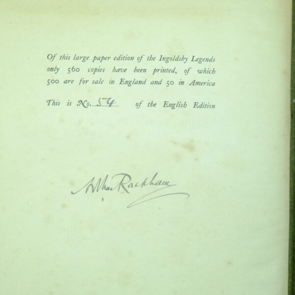 The Ingoldsby Legends or Mirth and Marvels signed Arthur Rackham first edition