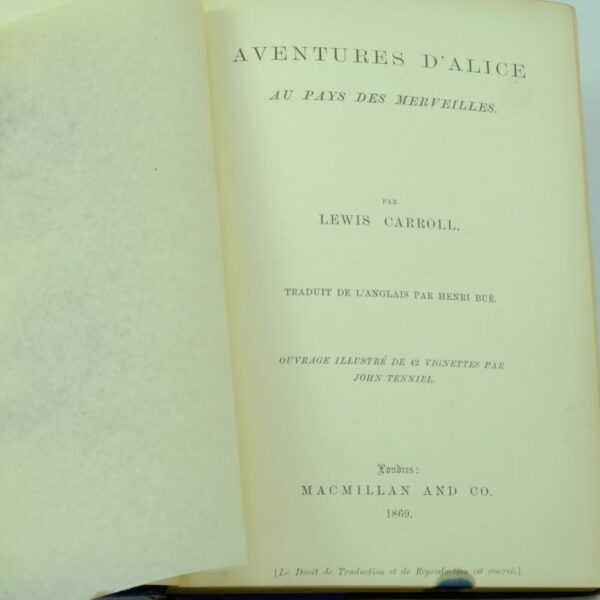 Aventures d'Alice au Pays des Merveilles. L Carroll. French 1869