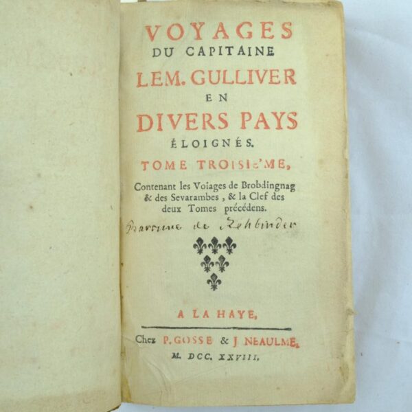French first edition Gulliver's Travels swift (1) French first edition Gulliver's Travels swift (1)