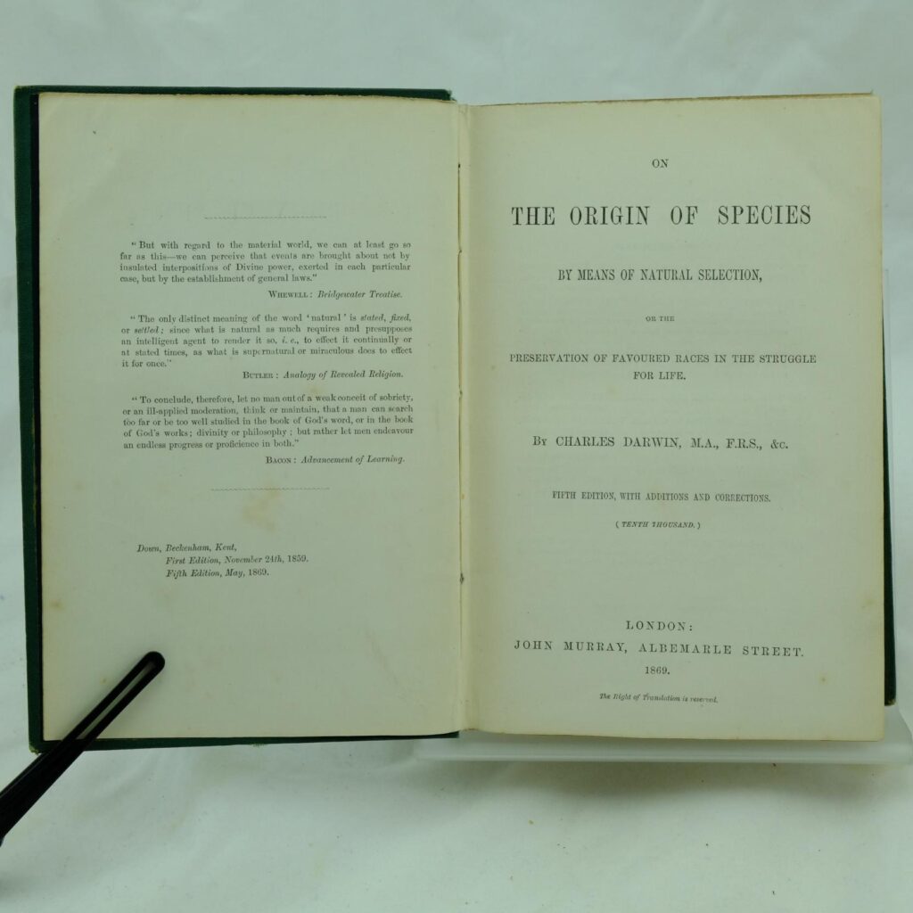 Origin of Species by Charles Darwin | Rare and Antique Books