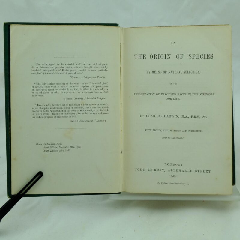 Origin of Species by Charles Darwin - Rare and Antique Books