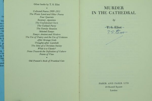 Murder in the Cathedral by T. S. Eliot signed author