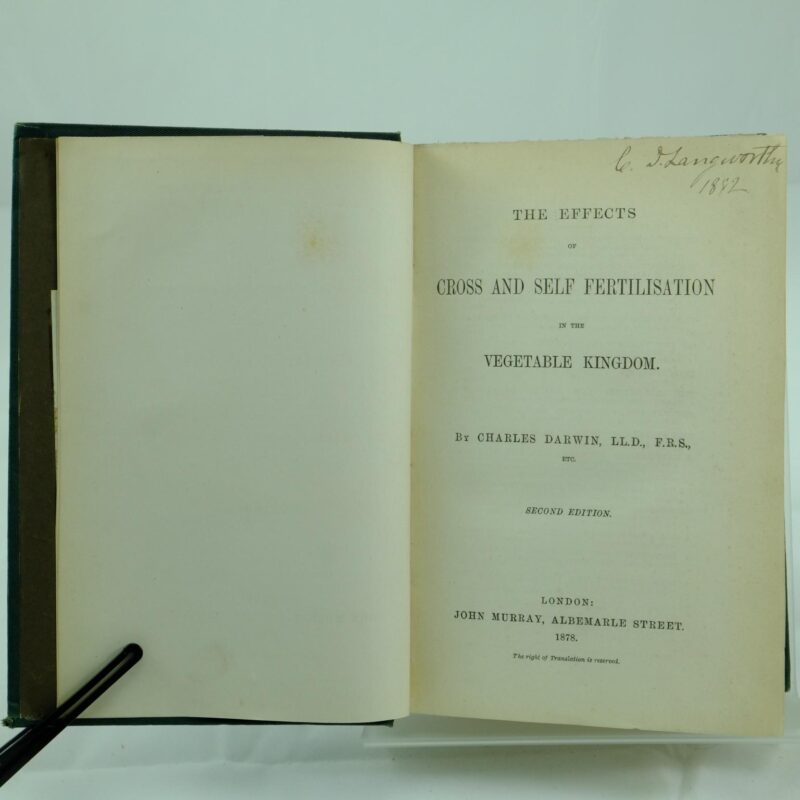 Cross and Fertilisation by Charles Darwin - Rare and Antique Books