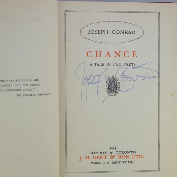 Chance Joseph Conrad signed 1st