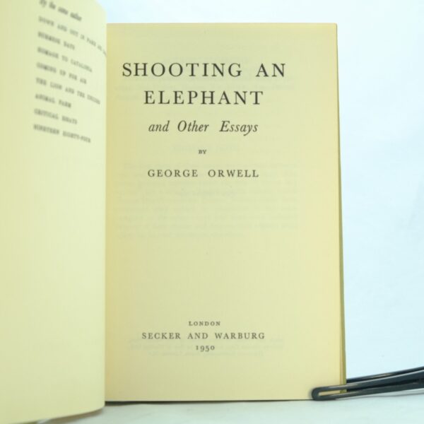 Shooting an Elephant by George Orwell 1st edition