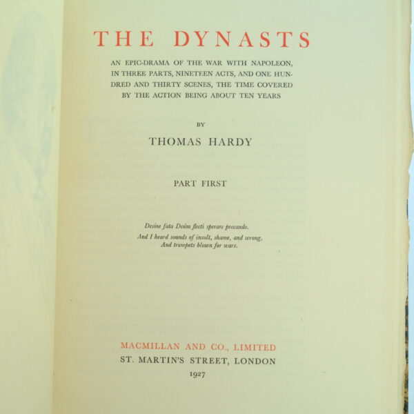 The Dynasts, 3 vols by Thomas Hardy signed (1)