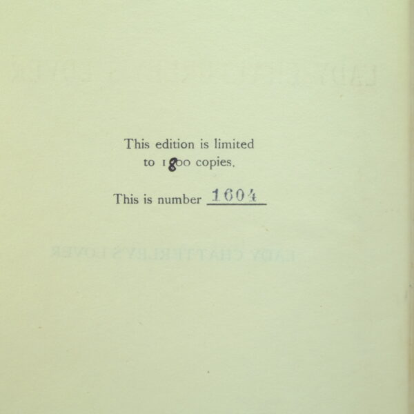 Lady Chatterley's Lover by D H Lawrence 1928 Privately Printed (5) Lady Chatterley's Lover by D H Lawrence 1928 Privately Printed
