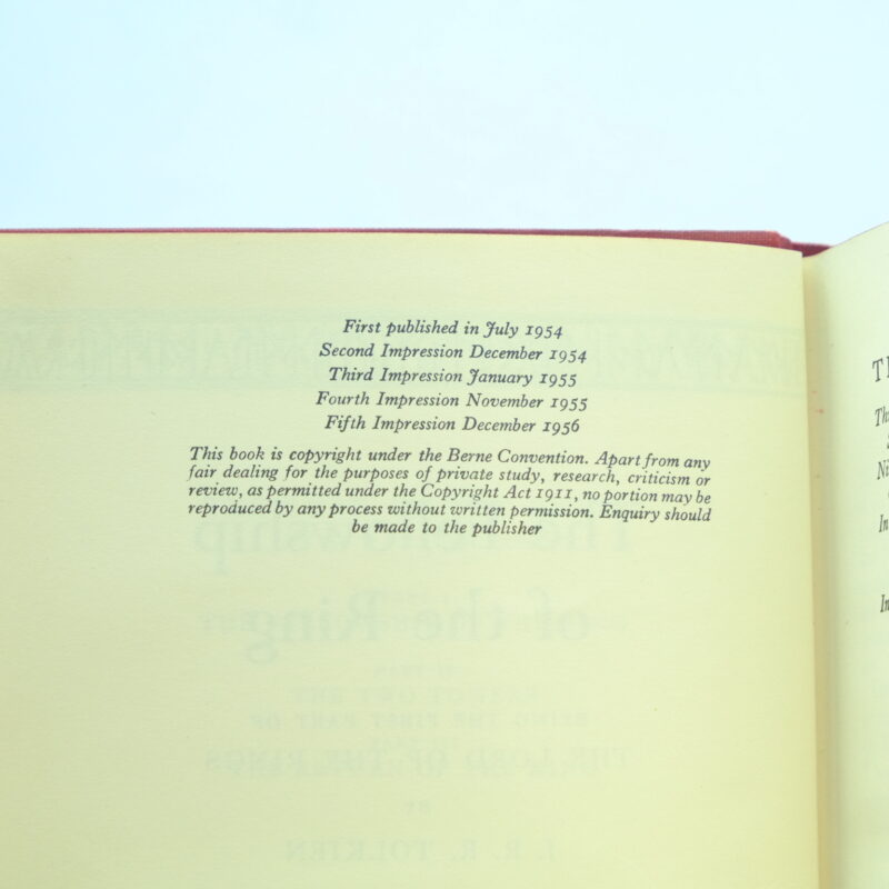 The Fellowship of the Ring 1st-5th edition by J R Tolkien