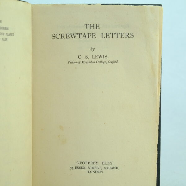 The Screwtape Letters 1st edition by C S Lewis (3) The Screwtape Letters 1st edition by C S Lewis