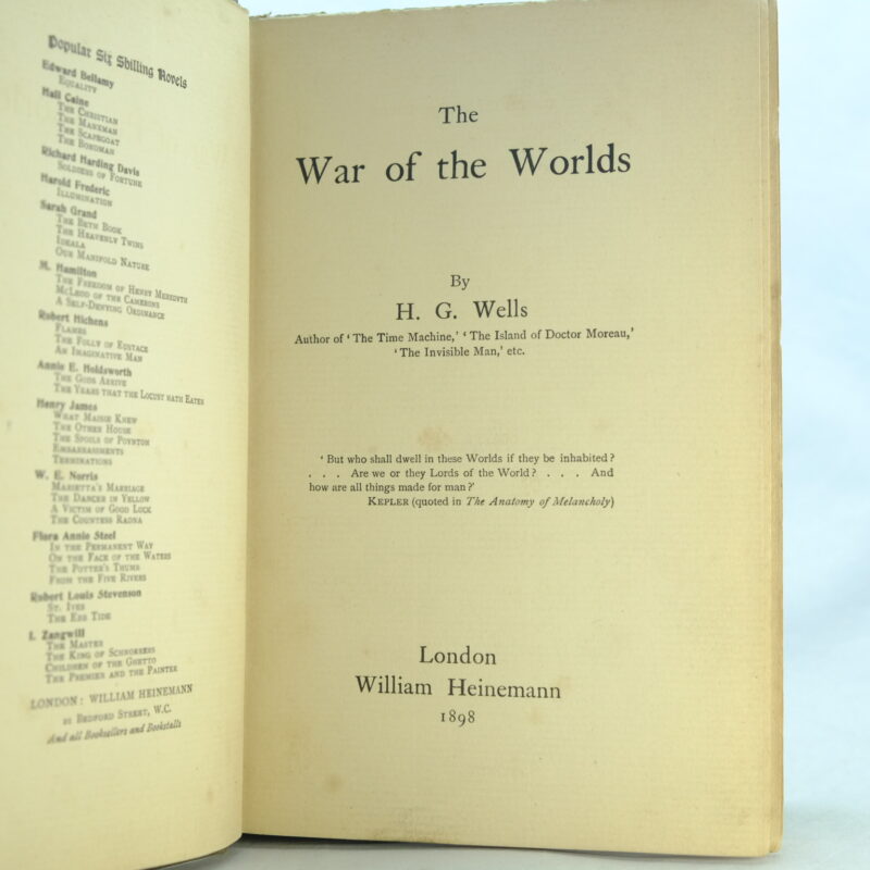The War of the Worlds by H. G. Wells 1st edition