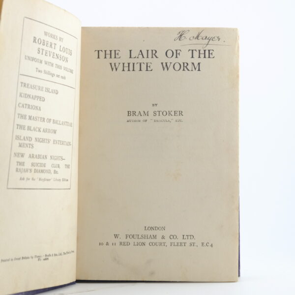 The Lair of the White Worm by Bram Stoker 1st