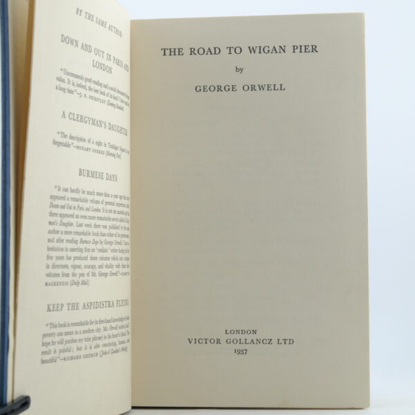 Road to Wigan Pier 1st edition George Orwell