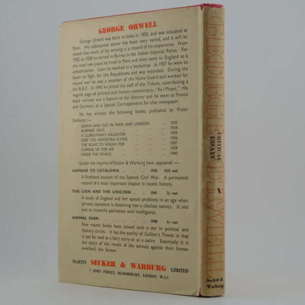 Critical Essays by George Orwell 1st (3) Critical Essays by George Orwell 1st (