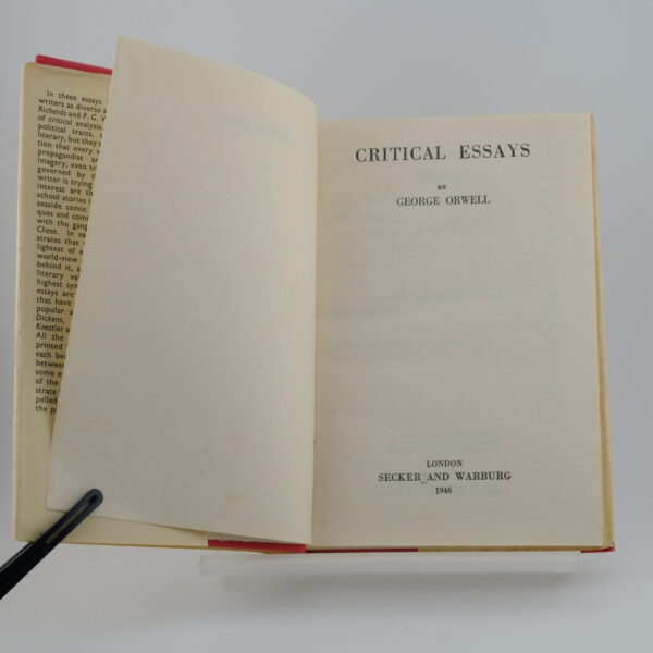 Critical Essays by George Orwell 1st (7) Critical Essays by George Orwell 1st (